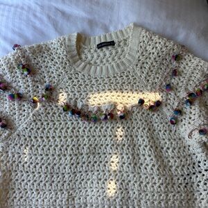 Zara Cream Sweater with Multicolor Details